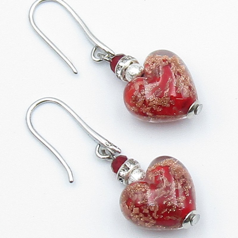 Avventurina Murano Heart Earrings